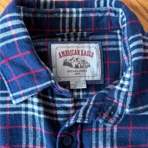 American Eagle Outfitters Navy and Red Plaid Shirt